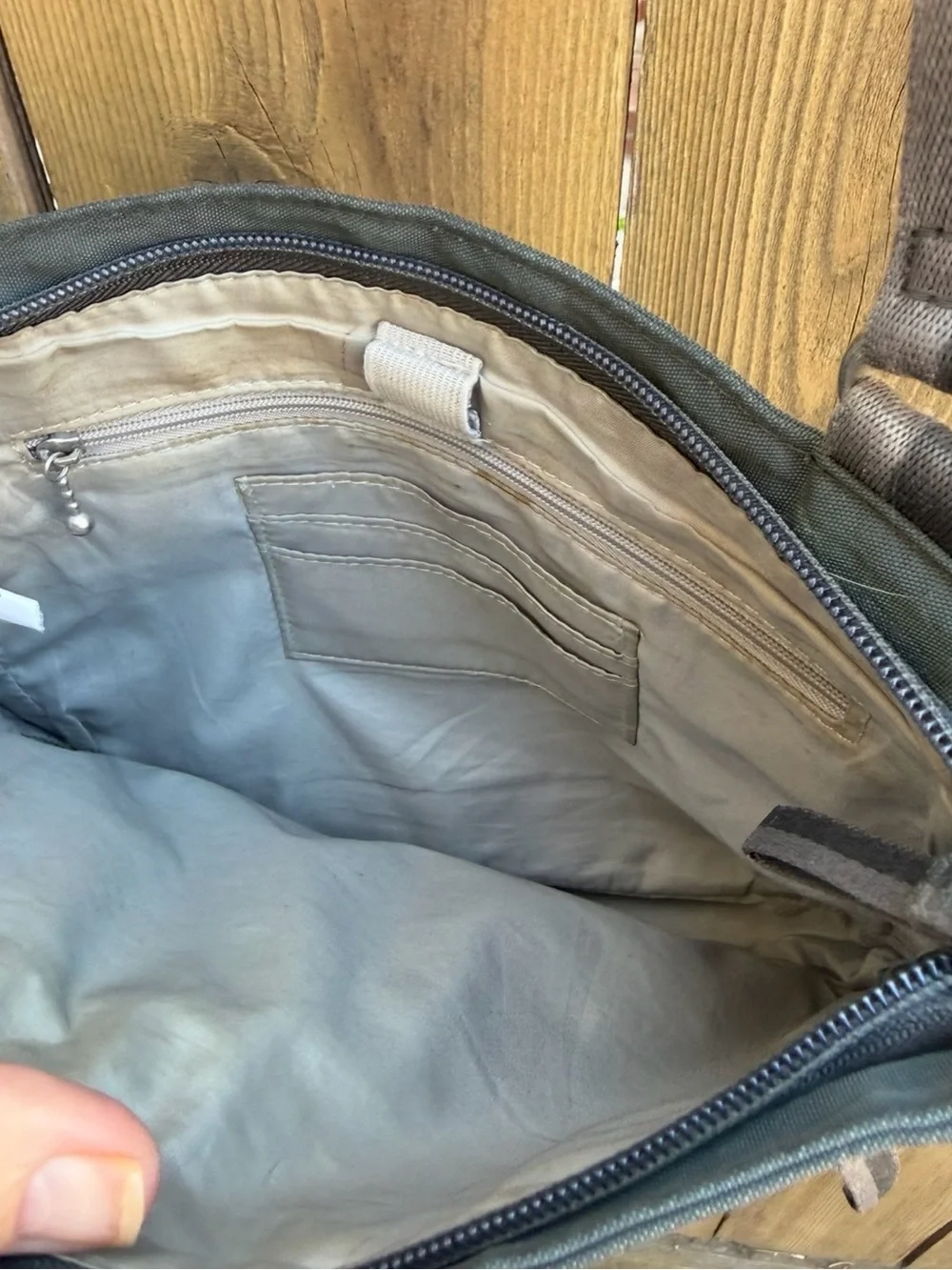 Baggallini gray Crossbody  Bag with Striped Strap